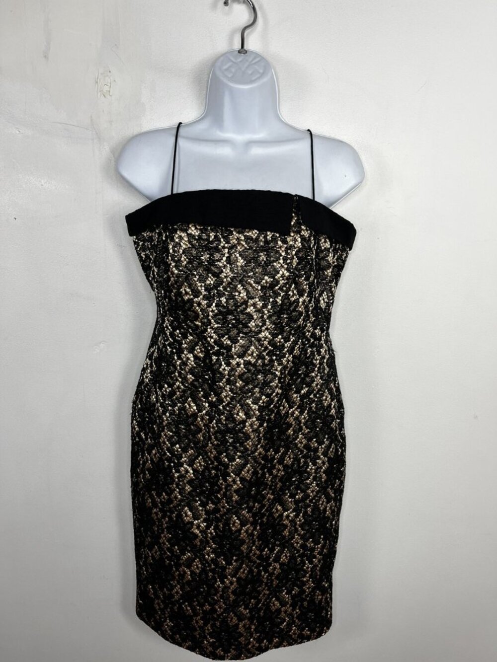 Talbots Petites Sheath Dress Sz 2P Black Floral Lace Knee Length